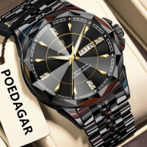 POEDAGAR 674 Men’s Luminous Stainless Steel Quartz Watch