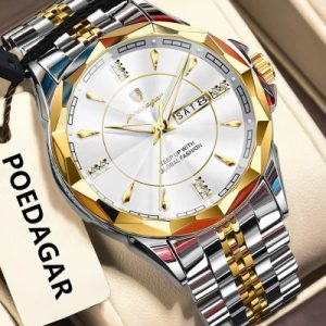 POEDAGAR 674 Luminous Stainless Steel Men’s Quartz Watch