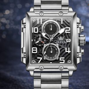 OLEVS 2958 Quartz Men’s Watches Trendy Man Watch Waterproof Luminous Multifunctional Silver steel