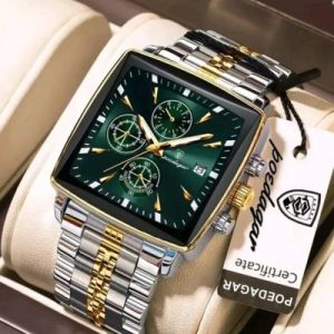 POEDAGAR 866 Luxury Square Business Man Wristwatch Waterproof Green