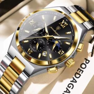 POEDAGAR 688 Luxury Business Man Wristwatch Original Luminous Date Watch T/Black