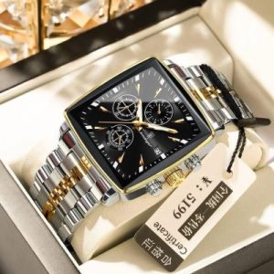 POEDAGAR 866 Luxury Square Business Man Wristwatch Waterproof T/Balck
