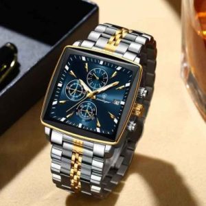 POEDAGAR 866 Luxury Square Business Man Wristwatch Waterproof T/B