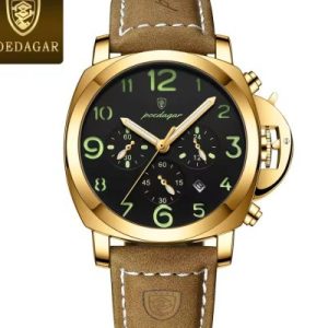 POEDAGAR 859 Luxury Sports Waterproof Luminous Mens Watch golden & Balck