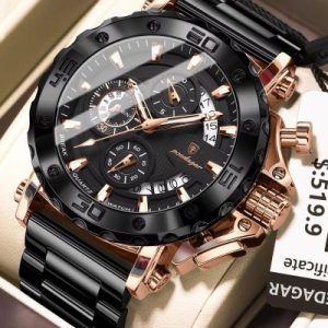 POEDAGAR 892 Men’s Oversized Steel Strap Quartz Watch